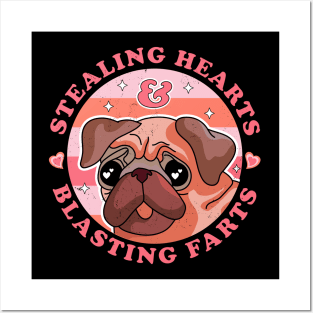 Stealing Hearts And Blasting Farts Dog Pug Valentine's Day Posters and Art